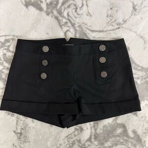 Express Black High Waist Shorts with Button Accents